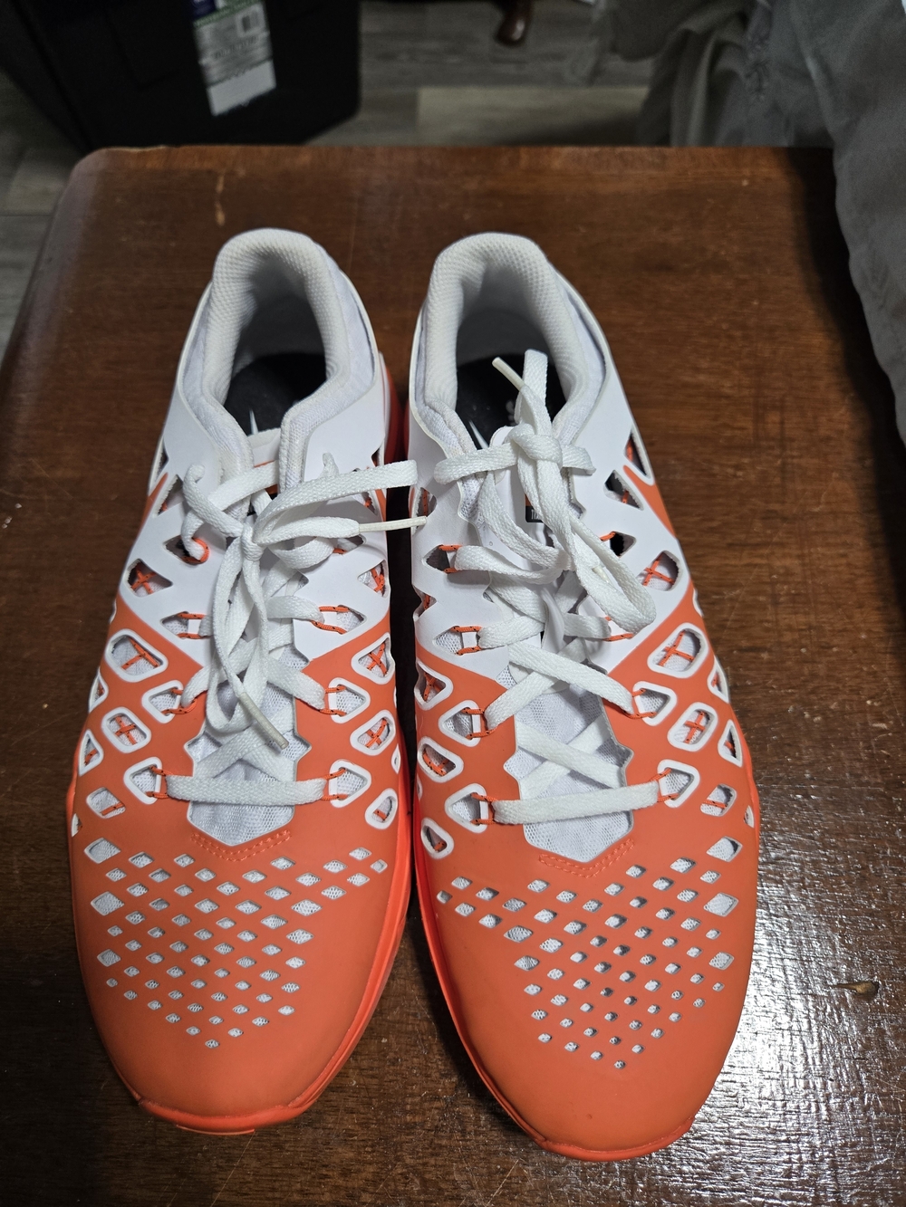 Nike Women's White and Orange Athletic Training Sneakers